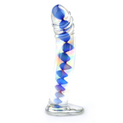 Glass Dildo With Blue Wavy Design -  - [price]