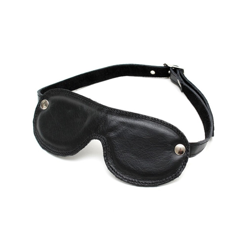 Leather Adjustable Padded Blindfold | Unisex | Black | from Rimba -  - [price]