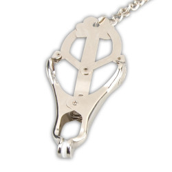 Japanese Clover Nipple Clips | Fully Adjustable w/ Chain | Silver | from Lux Fetish