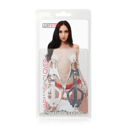 Japanese Clover Nipple Clips | Fully Adjustable w/ Chain | Silver | from Lux Fetish