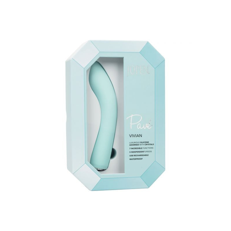 Pave - By Jopen - Vivian - Jewelled Silicone Wand Vibrator With Crystals - Light Blue -  - [price]